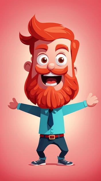 Photo vector cartoon illustration of funny redbearded man with big red beard