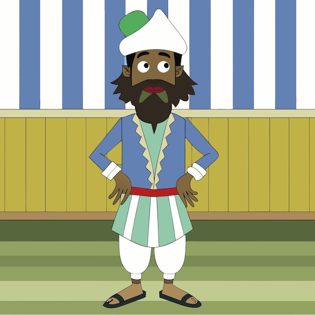 Vector Cartoon Illustration of Punjabi Man