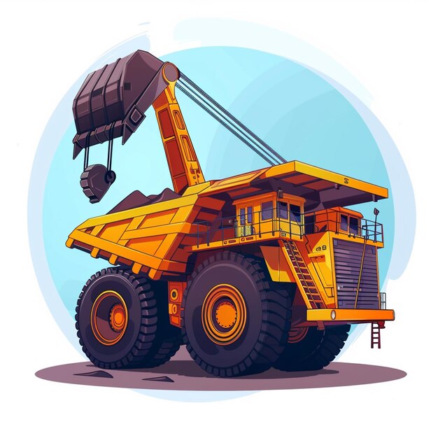 vector cartoon of large mining project car isolate