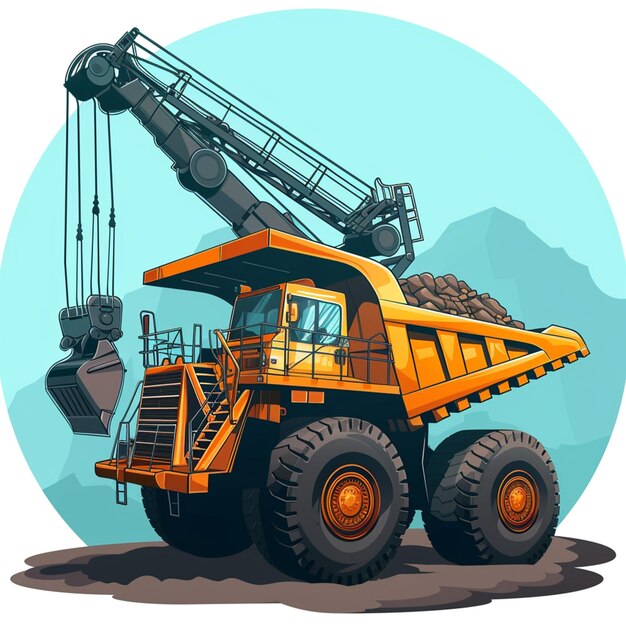 vector cartoon of large mining project car isolate