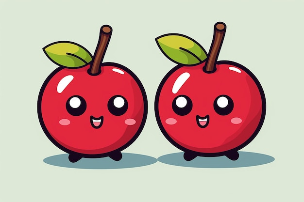 Photo vector cartoon of two cheerful cherries