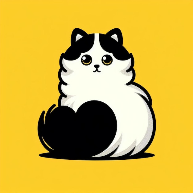 vector cat with yellow background