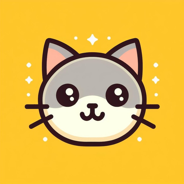 vector cat with yellow background