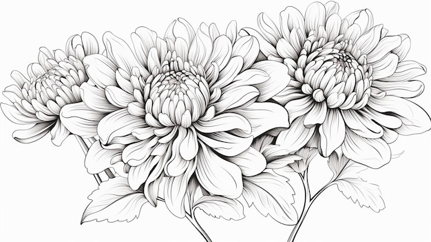 Photo vector chrysanthemum floral botanical flowers black illustration