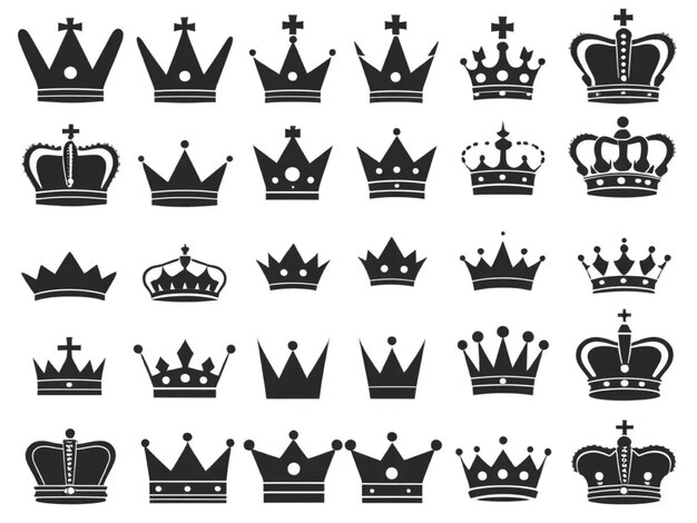 Photo vector collection of crown king icons silhouette