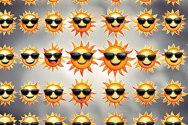 Vector collection of cute sun emoticons