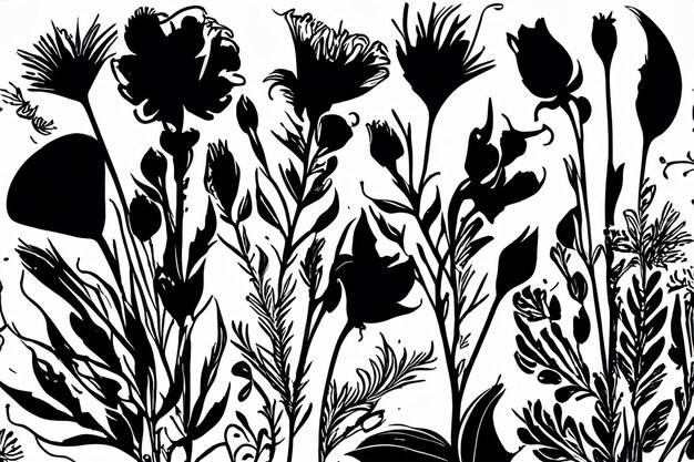 Vector collection of hand drawn plants