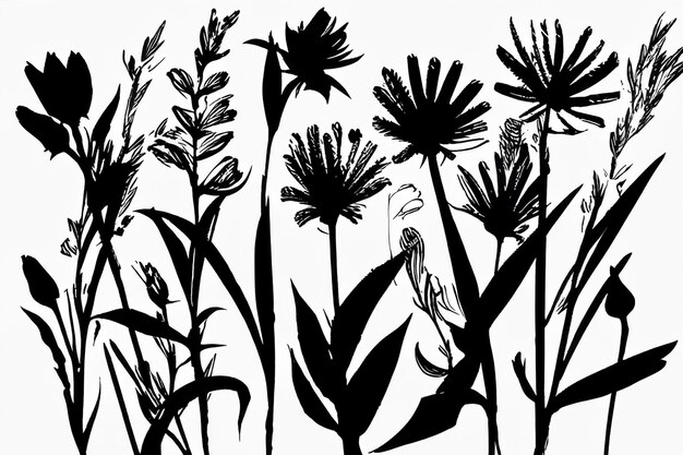 Vector collection of hand drawn plants