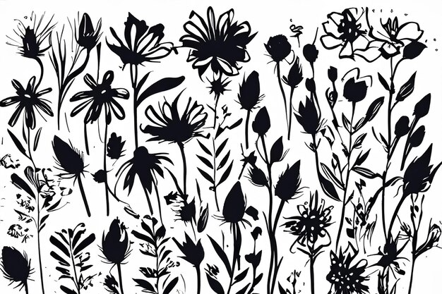 Vector collection of hand drawn plants