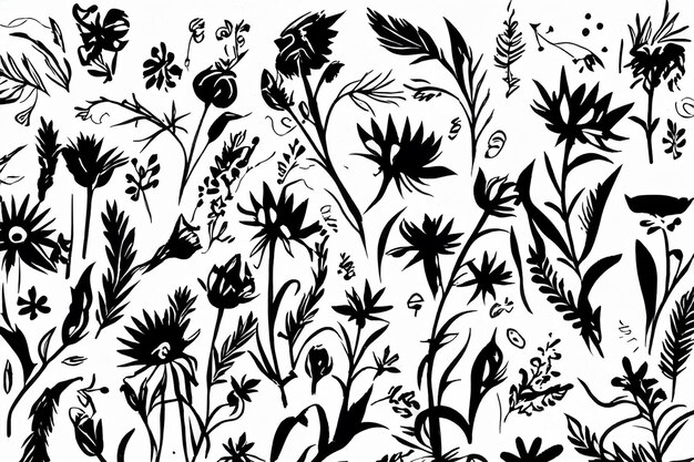 Vector collection of hand drawn plants