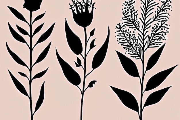 Photo vector collection of hand drawn plants