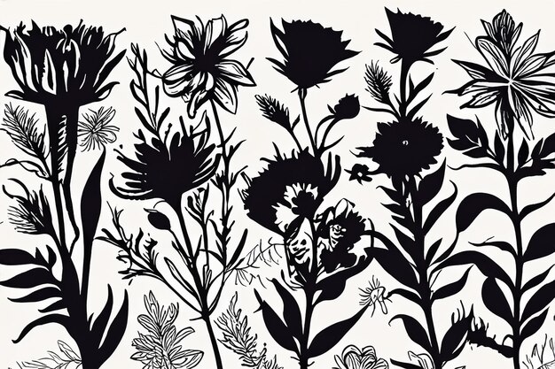 Vector collection of hand drawn plants