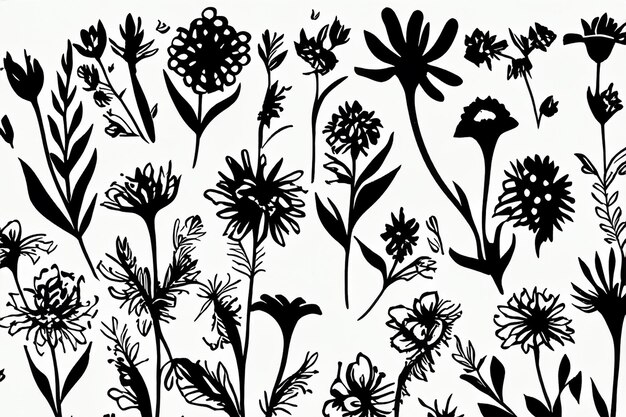 Vector collection of hand drawn plants