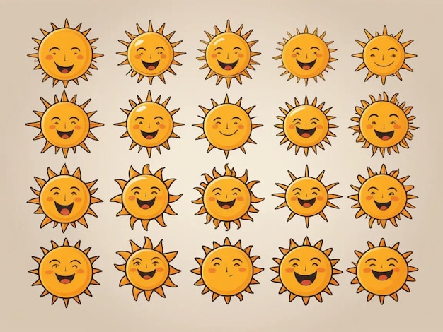 Photo vector collection of sun emotion cartoon character ideas for you