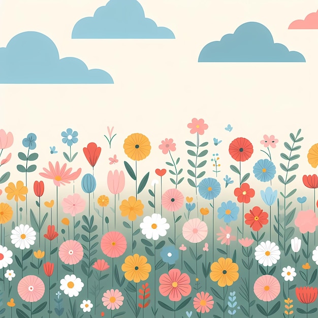 Vector colored Flowers Illustrations background with free spaces