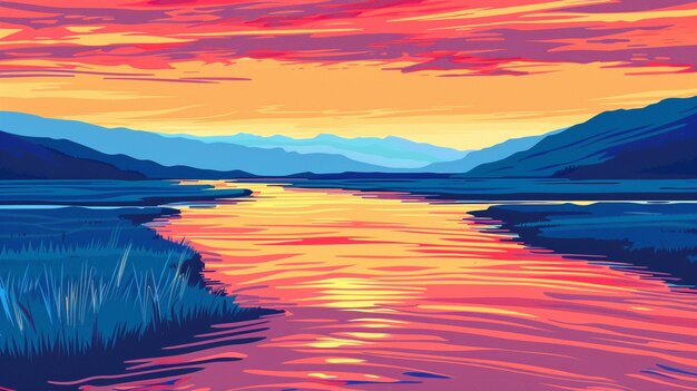 Vector colored river background