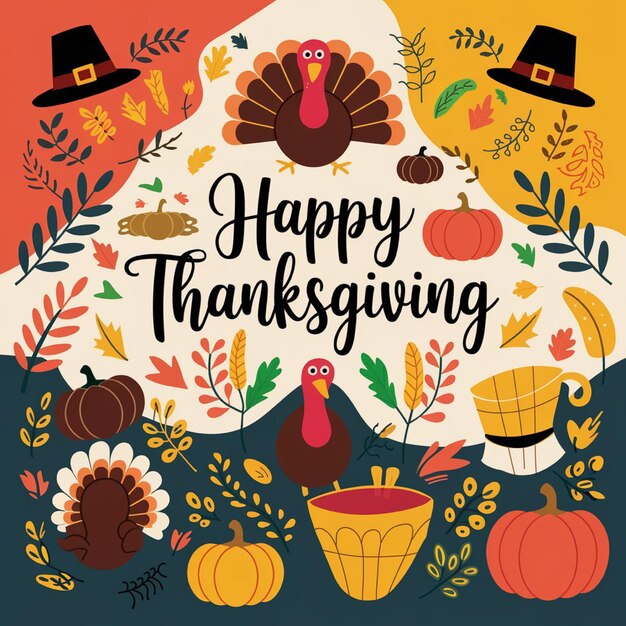 Photo vector colorful hand drawn thanksgiving day background