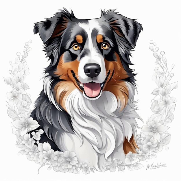 vector cute Australian shepherd