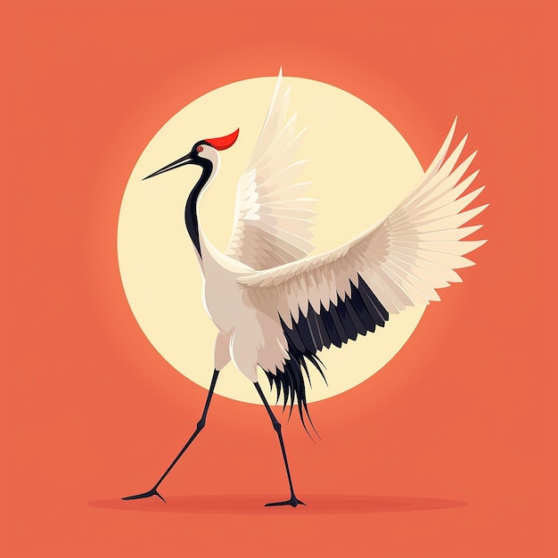 Vector Cute Crane Dancing Cartoon