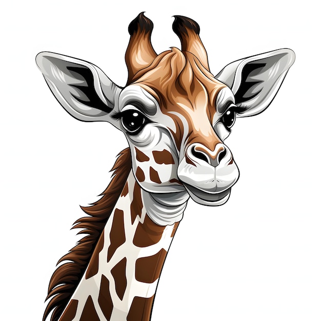 A vector of a cute giraffe in black and white