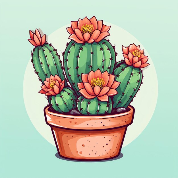 Photo vector cute succulent cactus a hand drawn vector illustration