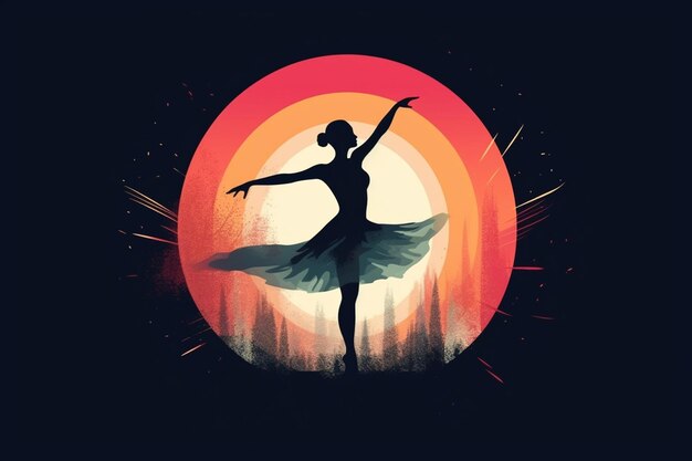 Vector dancer ballet studio logo design with creat