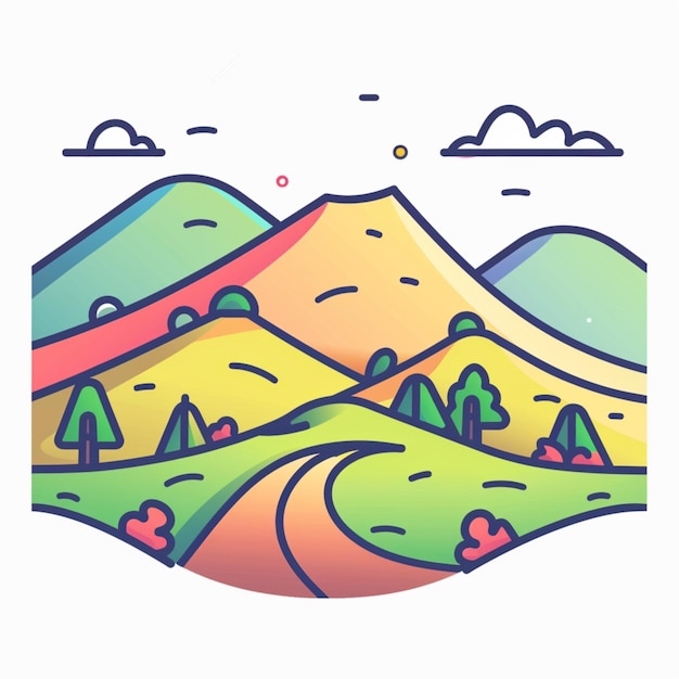 Photo vector design of a hill icon featuring a clean linear pattern and simple shapes