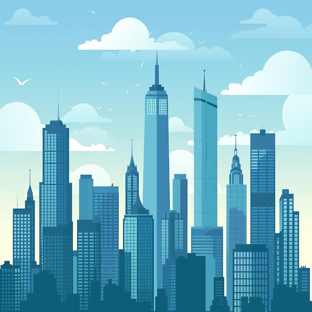 Photo vector design of an urban skyline with skyscrapers