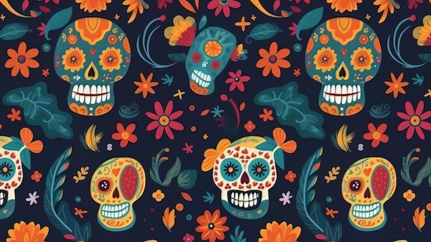 Vector dia de muertos pattern in flat design Cinco de Mayo Mexico's defining moment