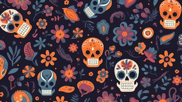 Vector dia de muertos pattern in flat design Cinco de Mayo Mexico's defining moment