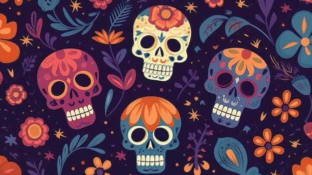 Vector dia de muertos pattern in flat design Cinco de Mayo Mexico's defining moment