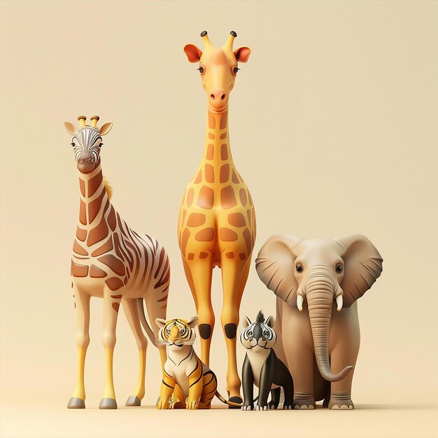 vector of different wild animals cartoon style