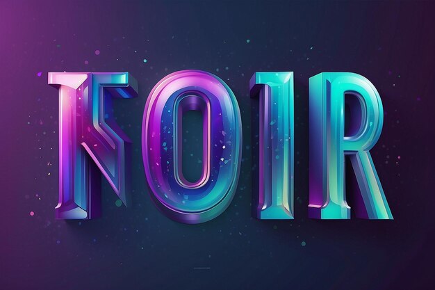 Photo vector editable 3d colorful shiny text effect blue purple holographic glass graphic style