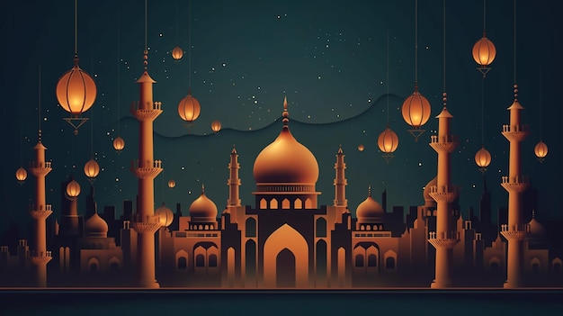 Vector elegant ramadan kareem decorative festival card Generative AI