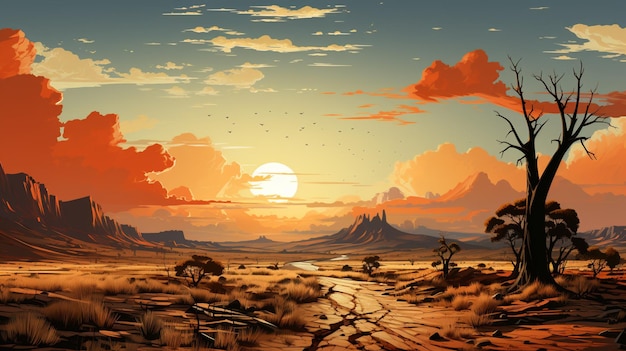 vector empty desert landscape