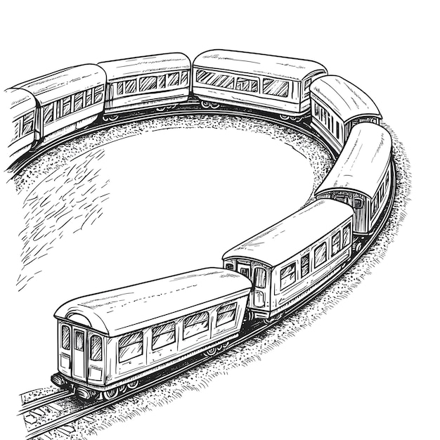 Photo vector engraving illustration of a train on a white background