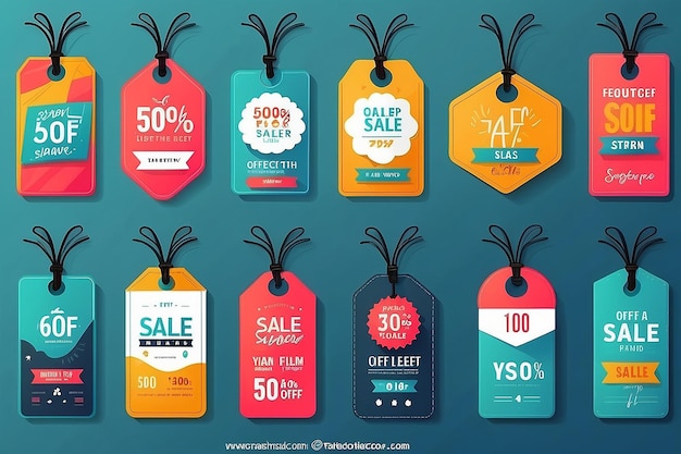 Photo vector flat design sales tag collection