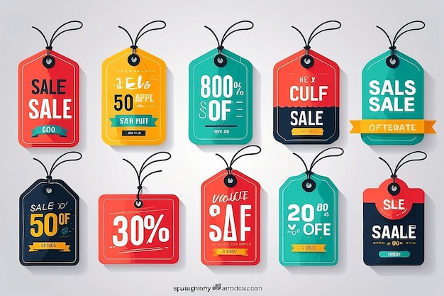 Photo vector flat design sales tag collection