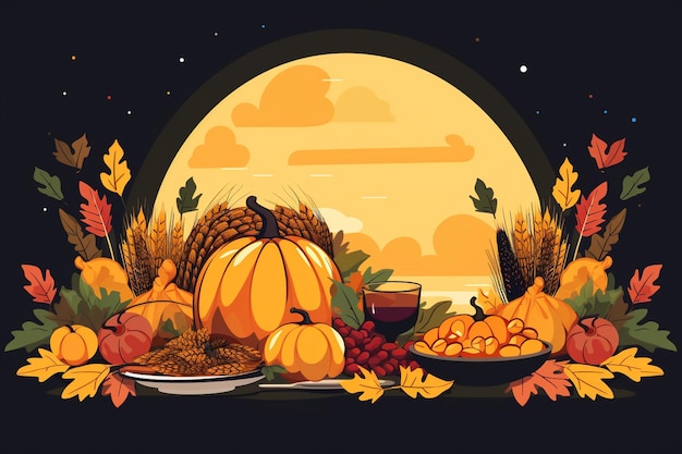 vector flat design of thanksgiving background ar 32