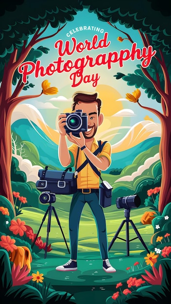 vector flat world photography day illustration