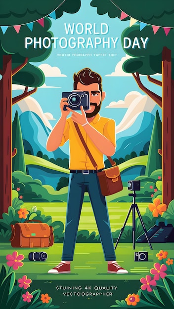 vector flat world photography day illustration