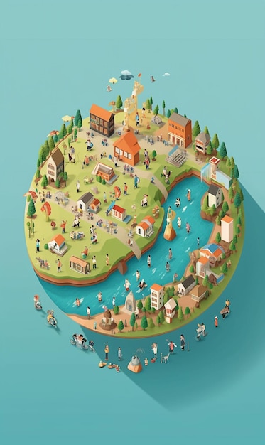 Vector flat world population day illustration generative ai