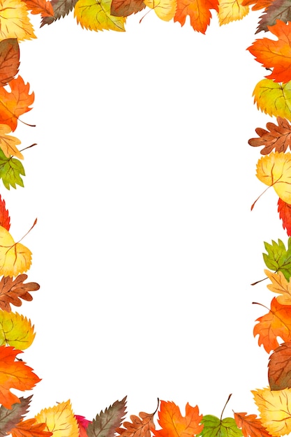 Vector frame of colorful autumn leaves