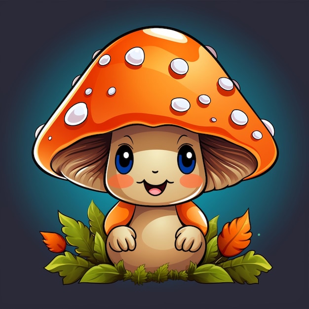 Vector funny cute mushroom logo mascot