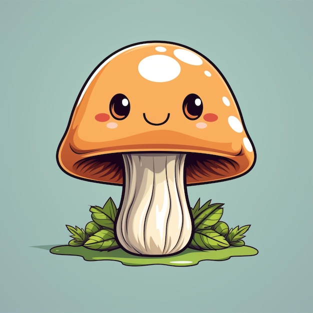 Vector funny cute mushroom logo mascot