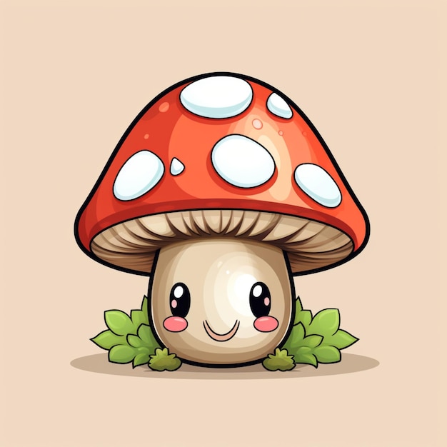 Vector funny cute mushroom logo mascot