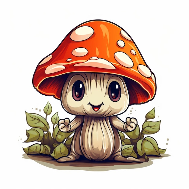 Vector funny cute mushroom logo mascot