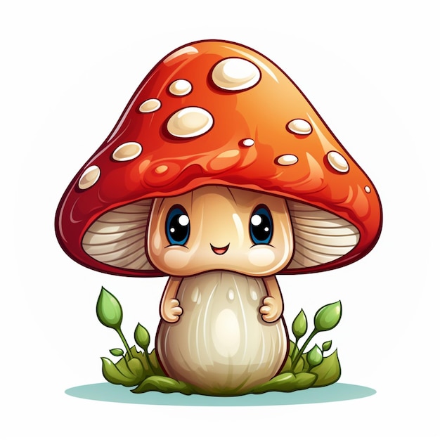 Vector funny cute mushroom logo mascot