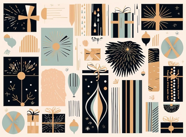 an vector gift set for your wrapping or in the style of expressive markmaking