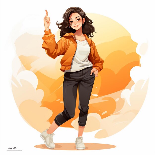 Vector girl showing her finger